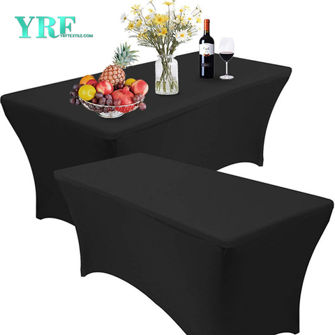 Langwerpige ingerichte spandex tafelkleden zwart 6ft zuiver polyester kreukvrij voor klaptafels