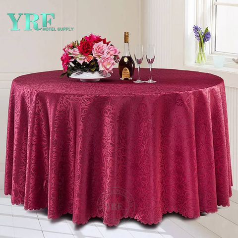 YRF Tafelkleed jacquard geverfd rond bordeaux luxe hotellevering