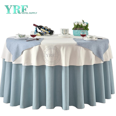 YRF Rond Tafelkleed 90" Inch Blauw Grijs Polyester Wasbaar Kreukvrij Voor Bruiloft