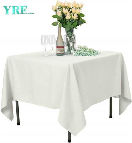 Vierkant tafelkleed ivoor 54x54 inch 100% polyester kreukvrij voor feestjes