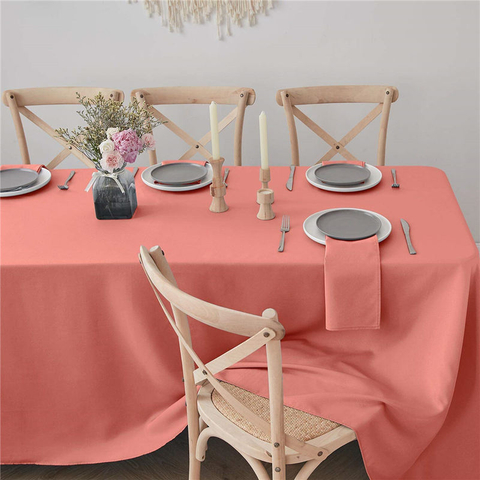 Rechthoekig tafelkleed Pure Coral 90x132 inch 100% polyester kreukvrij voor hotel