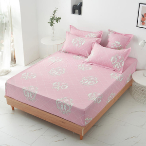 Huis Product Comfortabel hoeslaken katoenen stof roze beddengoed set